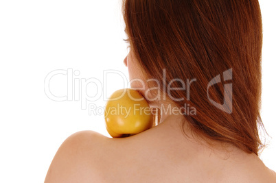 Woman with apple.