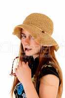 Woman with straw hat.