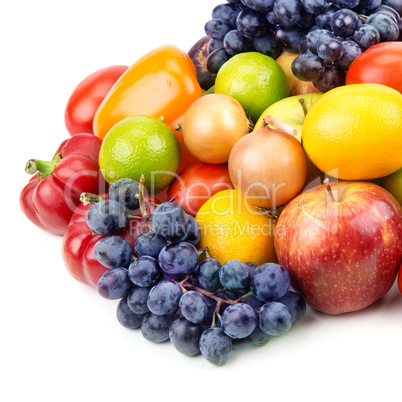 fruits and vegetables isolated on white background