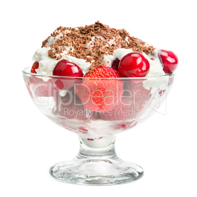 dessert with fruit and ice cream
