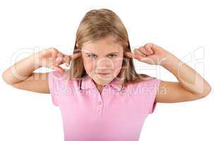 girl with fingers in ears