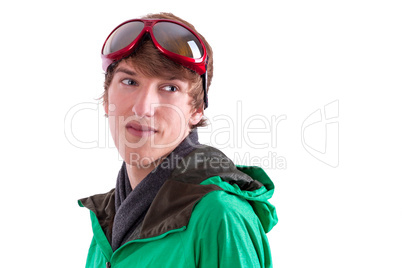 Young sporty man with winter jacket