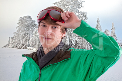 Young sporty man with winter jacket