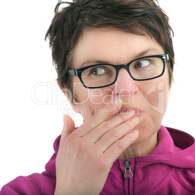 Woman licks his fingers