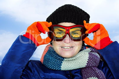 Woman with ski goggles