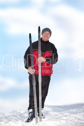 Man with cross-country skis