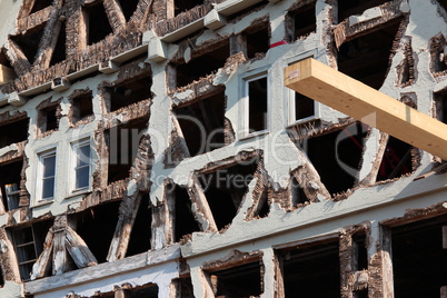 Fachwerk wird erneuert, Nahaufnahme