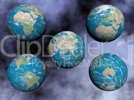 Continents on the earth - 3D render