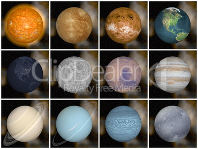 Solar system planets - 3D render