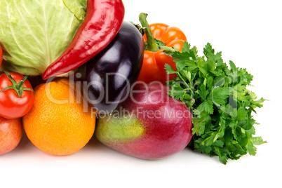 set of fruits and vegetables isolated on white background