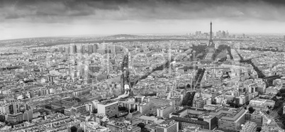 Paris. Panoramic aerial view of city western side with external