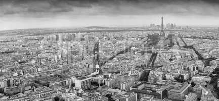 Paris. Panoramic aerial view of city western side with external