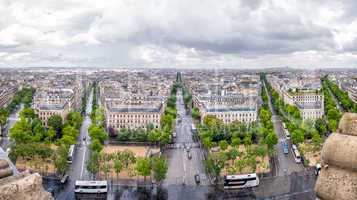 Paris. Aerial view of Northeastern city side from Arc de Triomph