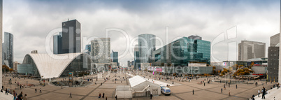 PARIS - JULY 22, 2014: Panoramic view of La Defense district. La