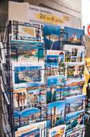 SAINT MALO, FRANCE - JUNE 13, 2014: Postcards on a city street s