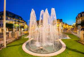 Fountain in Deauville main city square at sunset, Normandy - Fra