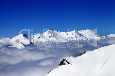 Mountains in clouds at nice day