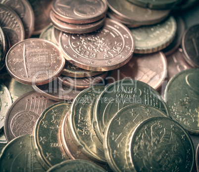 Retro look Euro coins background
