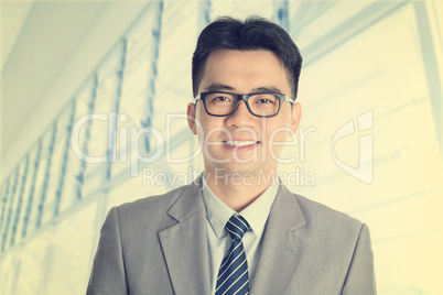 Vintage old style fashion Asian Chinese businessman