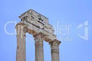 Roman antiquity: Closeup of the Roman Forum in Rome, Italy