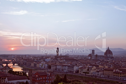 Florence cityscape at dusk in Italy