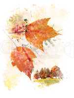 Watercolor Image Of  Autumn