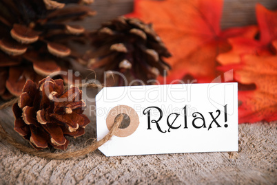Autumn Label with Relax on it