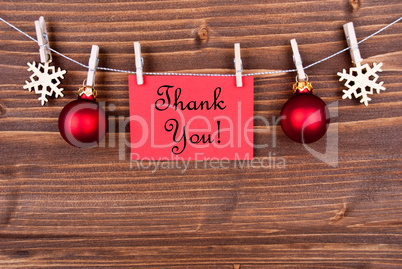 Thank You Label on a Line, Winter Background