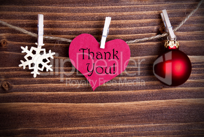 Thank You on a Heart with Christmas Decoration