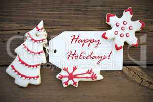 Red White Winter Background with Happy Holiday Greetings