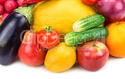 fruits and vegetables isolated on white background