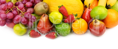 set of fruits isolated on white background