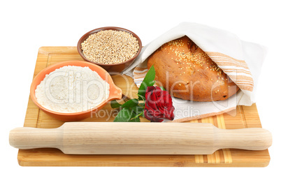 bread, flour and wheat grain