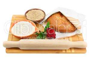 bread, flour and wheat grain