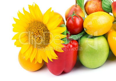 fruits and vegetables isolated on white background