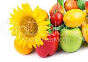 fruits and vegetables isolated on white background