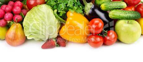 set of fruits and vegetables isolated on white background