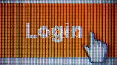 Login and sign in button on computer screen