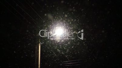 Snowing at night