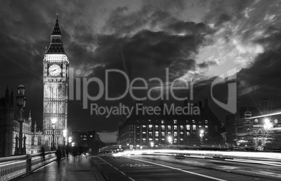 Beautiful colors of Big Ben from Westminster Bridge at Sunset -