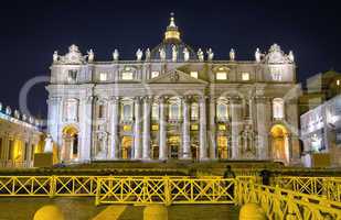 St Peter square and Basilica in the autumn night - Rome