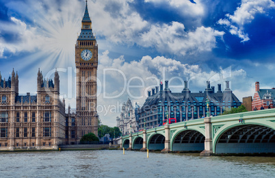 Beautiful Colors of Westminster Palace and Bridge - London