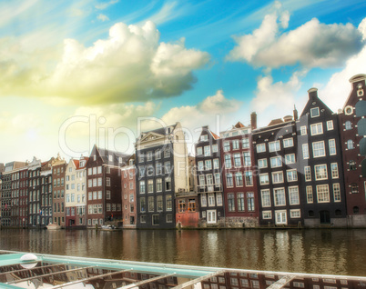 Amsterdam. Typical Dutch Homes over the canal