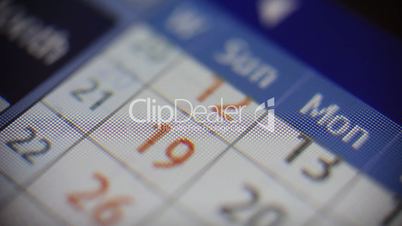 Flipping through calendar on screen