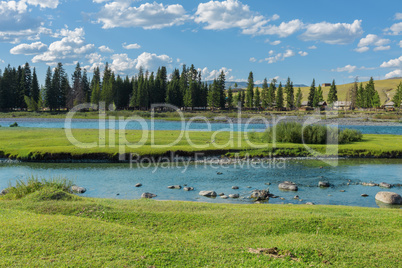 River near the village of Ulugun in the Altai Mountains