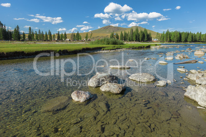 River near the village of Ulugun in the Altai Mountains