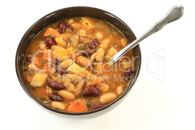 White and Red Kidney Beans Soup herbs seasonings