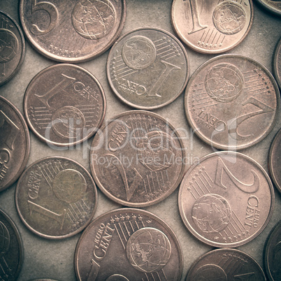 Retro look Euro coins