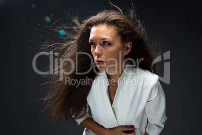 Beautiful woman with blowing hair