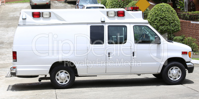 Side part of a blank ambulance.